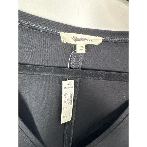 Madewell NWT Women’s Black Puff Sleeve V Neck Top size XXL - Picture 3 of 8